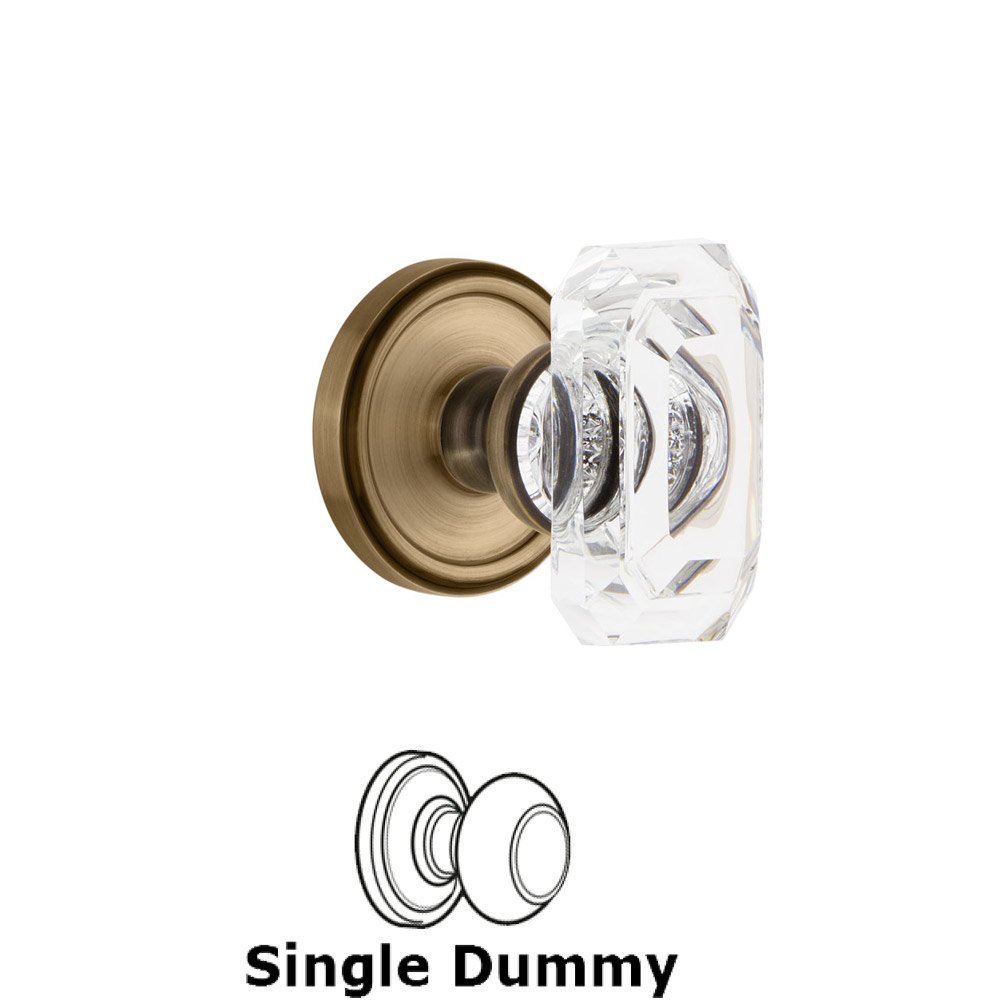 Georgetown - Dummy Knob with Baguette Clear Crystal Knob in Vintage Brass