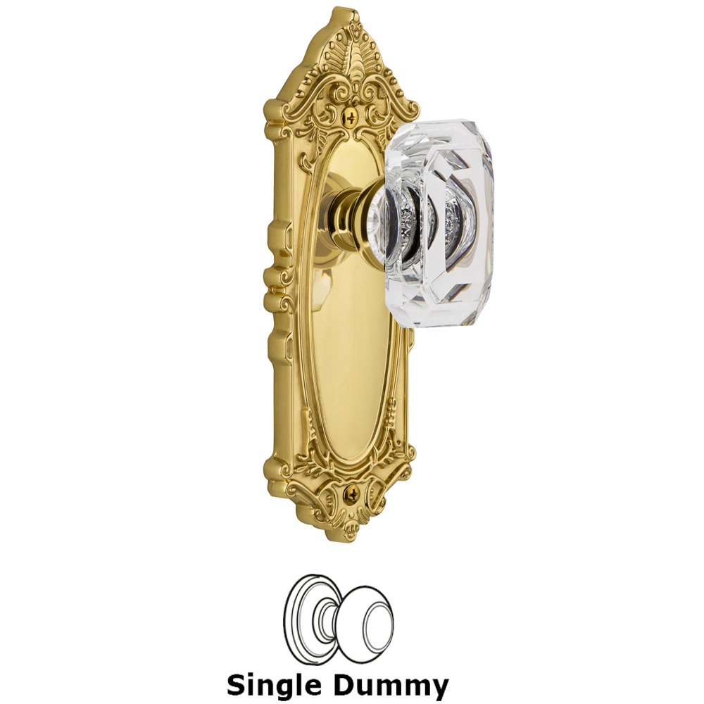 Grande Victorian - Dummy Knob with Baguette Clear Crystal Knob in Lifetime Brass