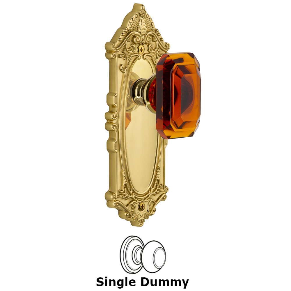 Grande Victorian - Dummy Knob with Baguette Amber Crystal Knob in Polished Brass