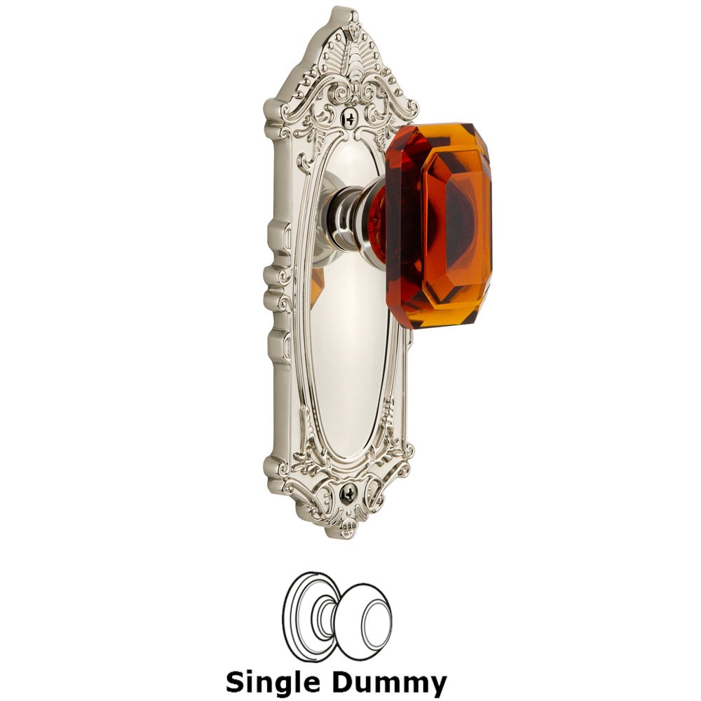 Grande Victorian - Dummy Knob with Baguette Amber Crystal Knob in Polished Nickel