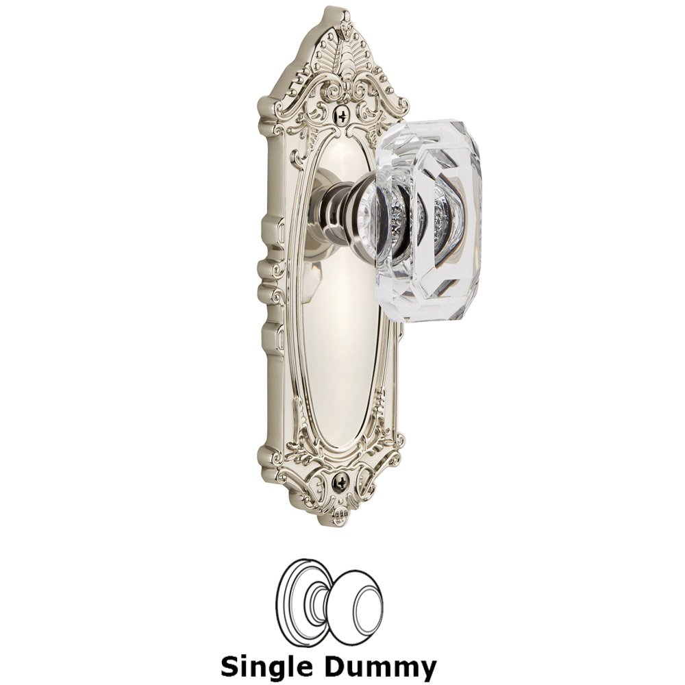 Grande Victorian - Dummy Knob with Baguette Clear Crystal Knob in Polished Nickel