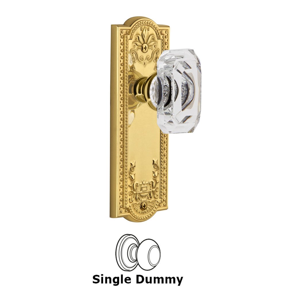 Parthenon - Dummy Knob with Baguette Clear Crystal Knob in Lifetime Brass
