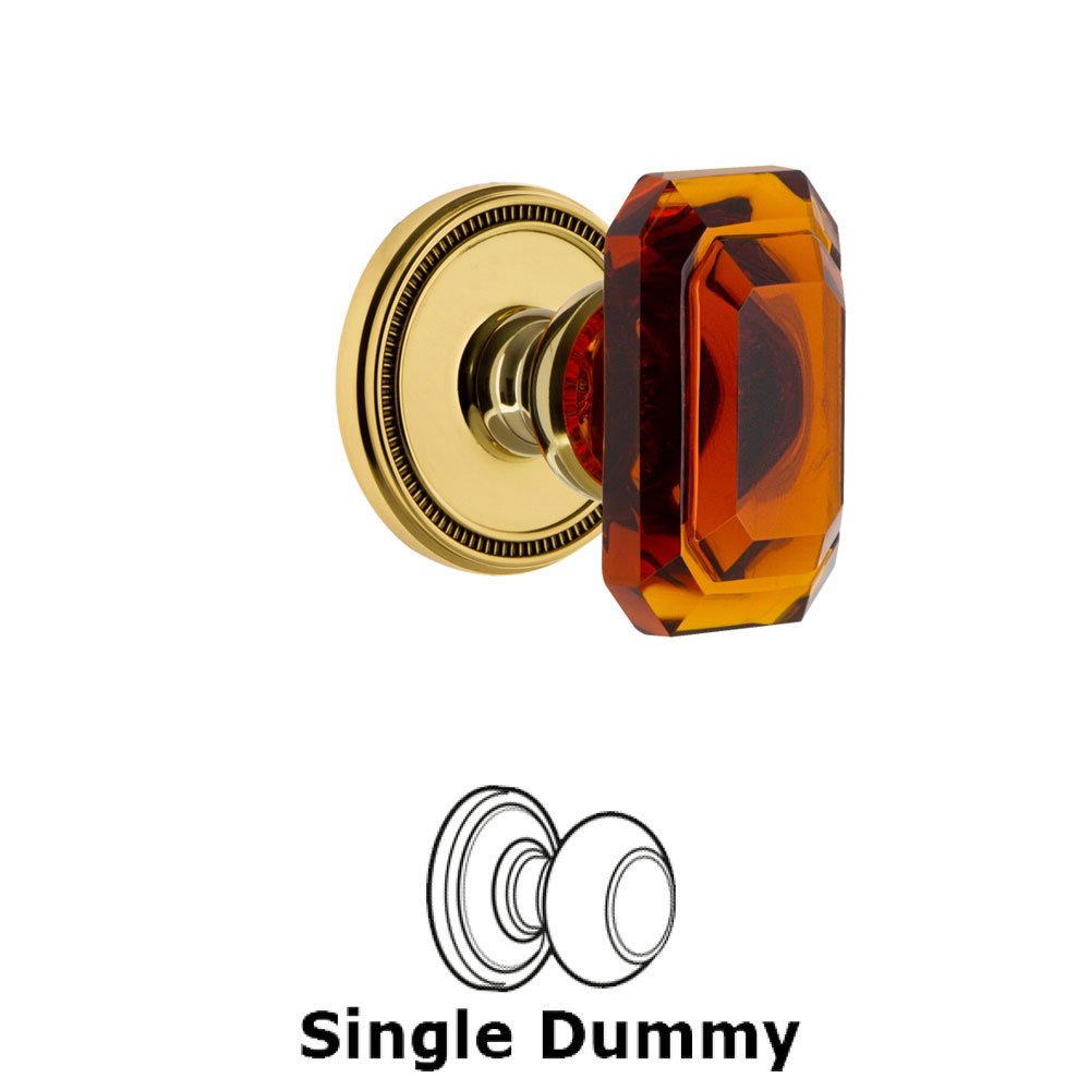 Soleil - Dummy Knob with Baguette Amber Crystal Knob in Polished Brass