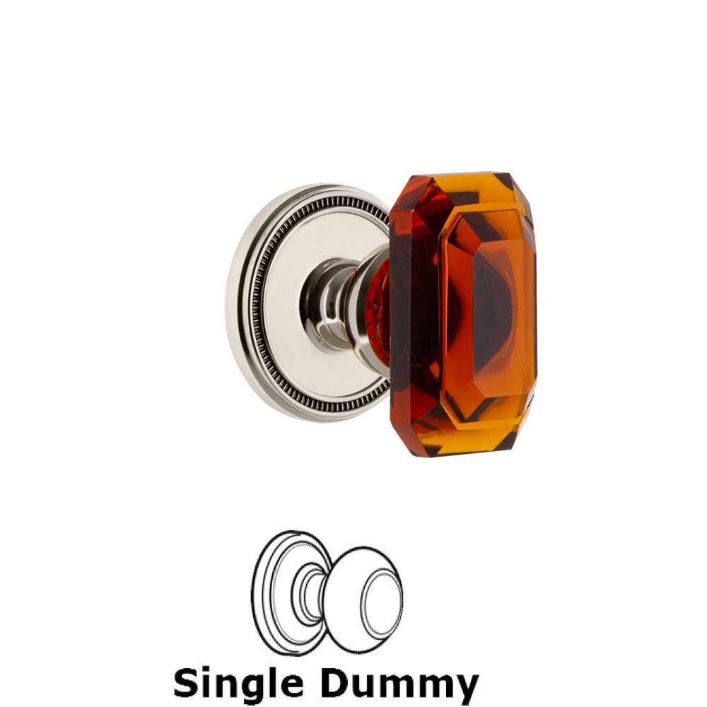 Soleil - Dummy Knob with Baguette Amber Crystal Knob in Polished Nickel