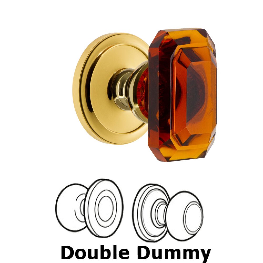 Circulaire - Double Dummy Knob with Baguette Amber Crystal Knob in Lifetime Brass