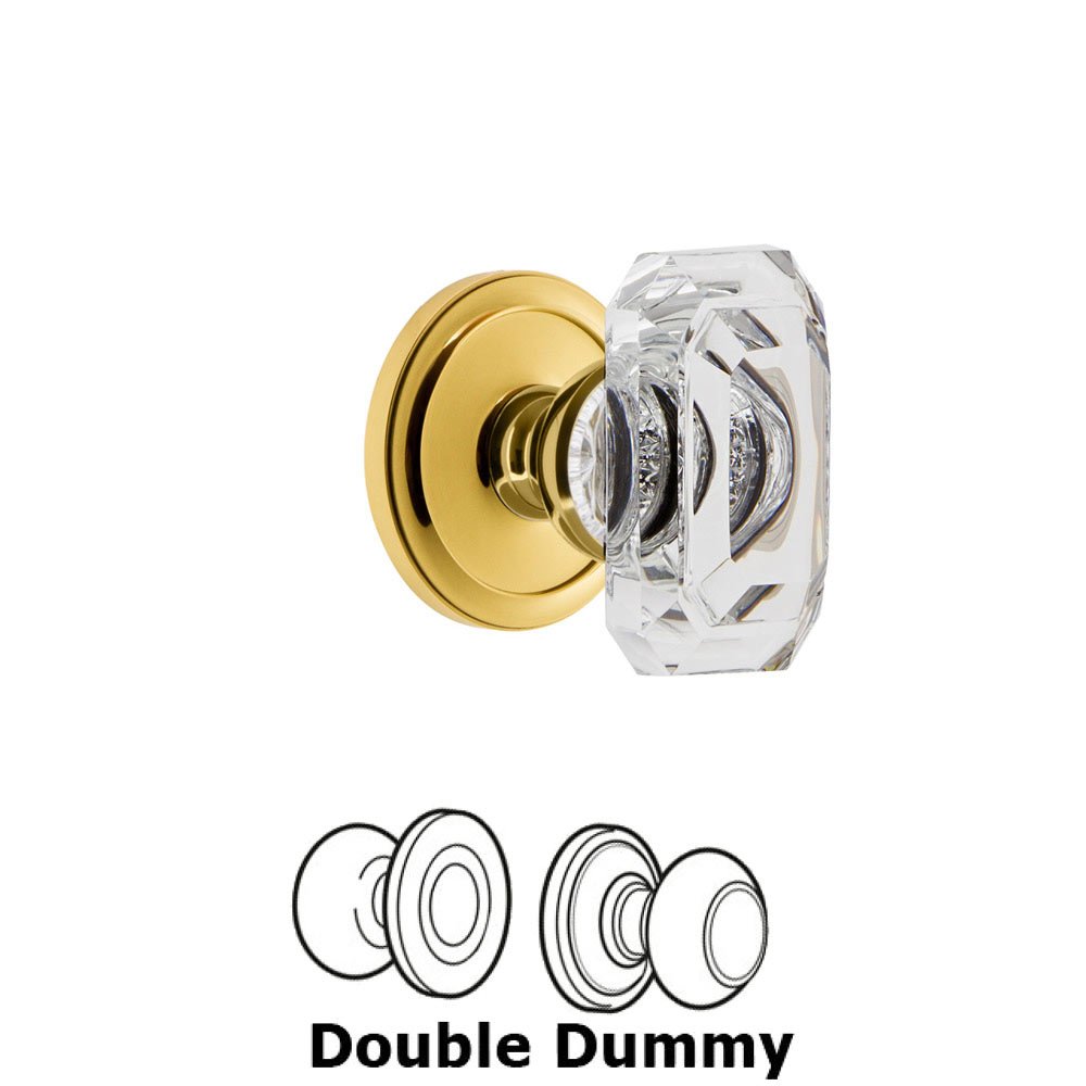 Circulaire - Double Dummy Knob with Baguette Clear Crystal Knob in Lifetime Brass