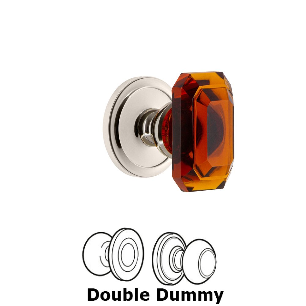 Circulaire - Double Dummy Knob with Baguette Amber Crystal Knob in Polished Nickel
