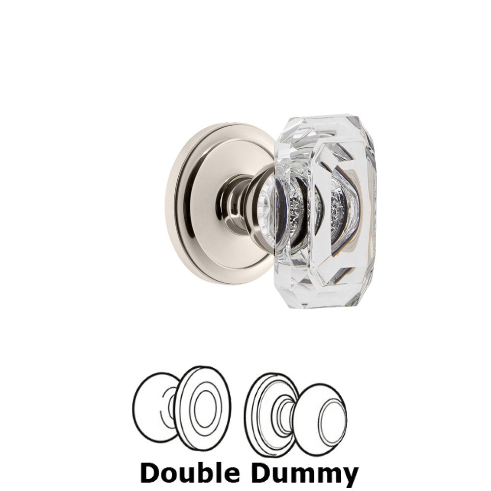 Circulaire - Double Dummy Knob with Baguette Clear Crystal Knob in Polished Nickel