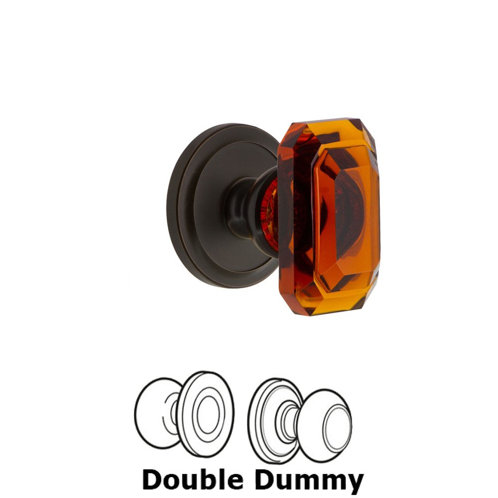 Circulaire - Double Dummy Knob with Baguette Amber Crystal Knob in Timeless Bronze
