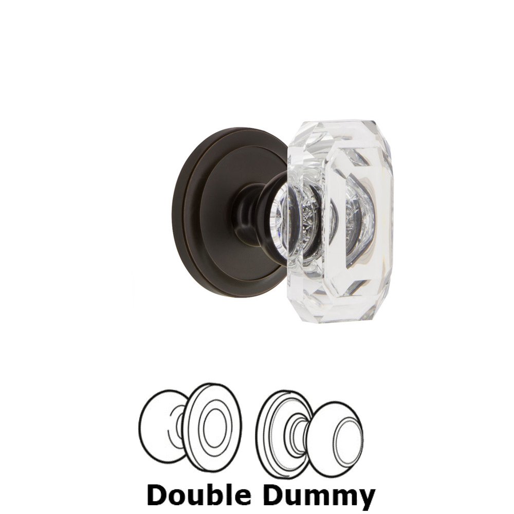 Circulaire - Double Dummy Knob with Baguette Clear Crystal Knob in Timeless Bronze