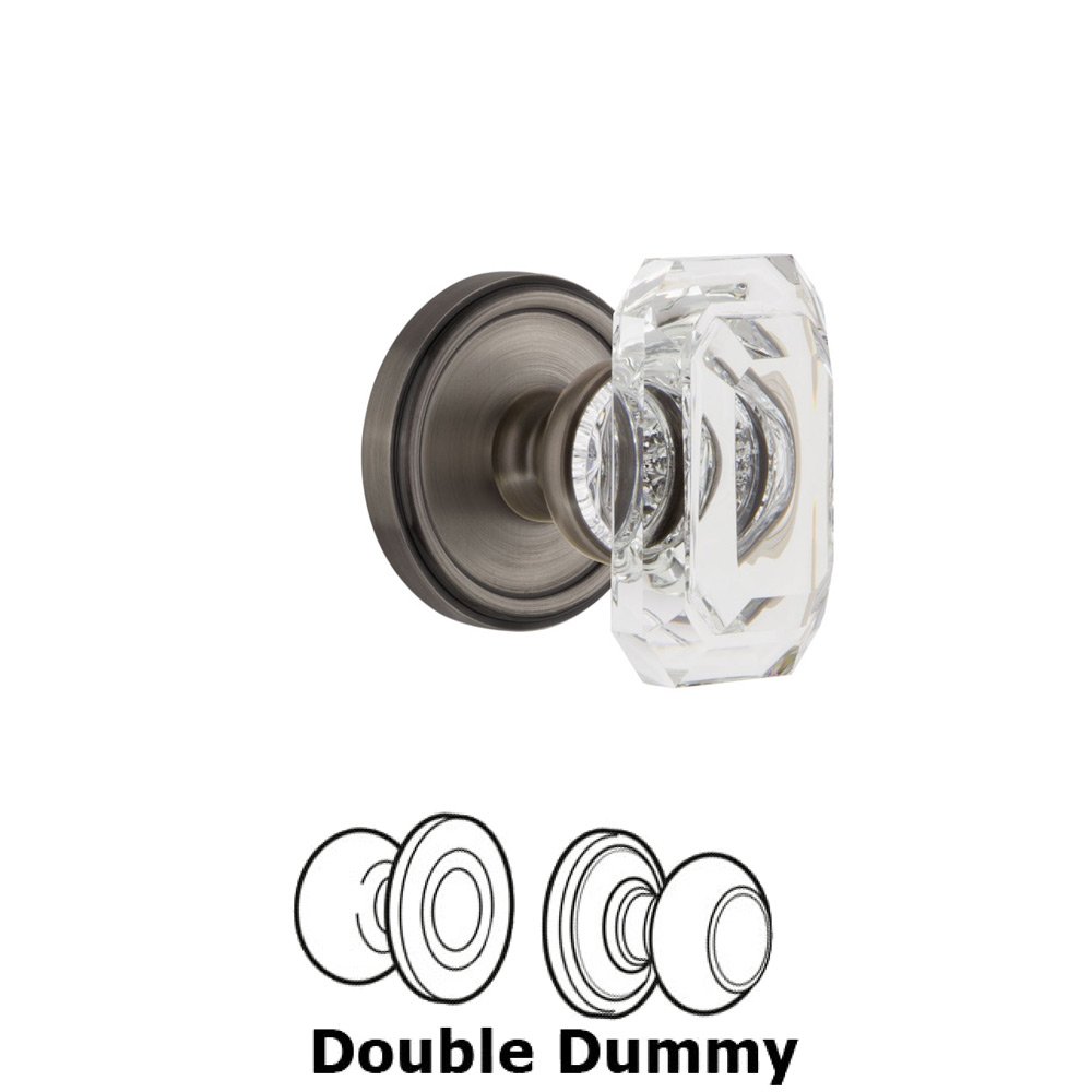 Georgetown - Double Dummy Knob with Baguette Clear Crystal Knob in Antique Pewter