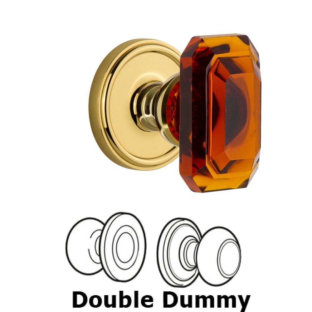 Georgetown - Double Dummy Knob with Baguette Amber Crystal Knob in Polished Brass
