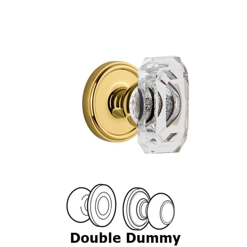 Georgetown - Double Dummy Knob with Baguette Clear Crystal Knob in Polished Brass