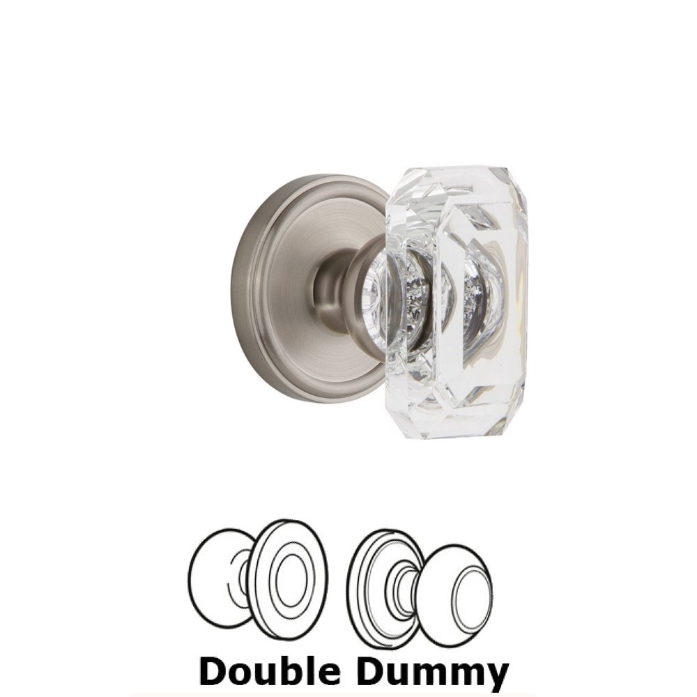 Georgetown - Double Dummy Knob with Baguette Clear Crystal Knob in Satin Nickel
