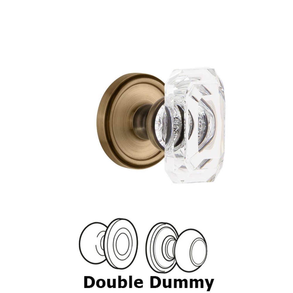 Georgetown - Double Dummy Knob with Baguette Clear Crystal Knob in Vintage Brass