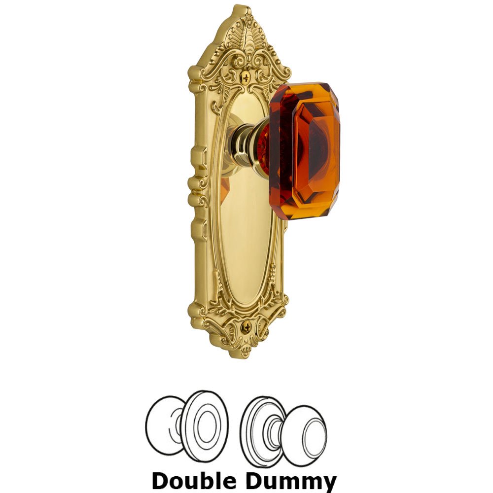 Grande Victorian - Double Dummy Knob with Baguette Amber Crystal Knob in Lifetime Brass