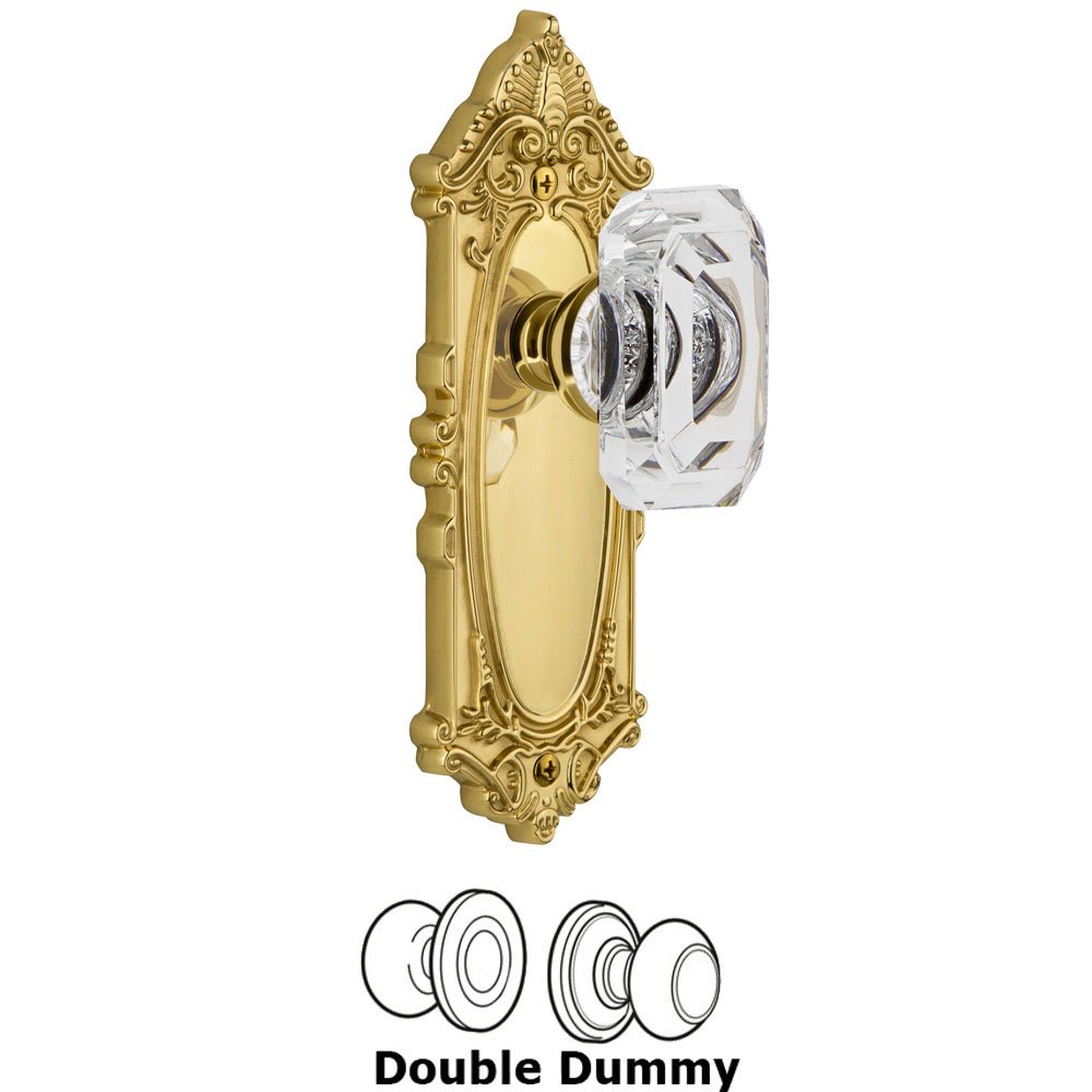 Grande Victorian - Double Dummy Knob with Baguette Clear Crystal Knob in Lifetime Brass