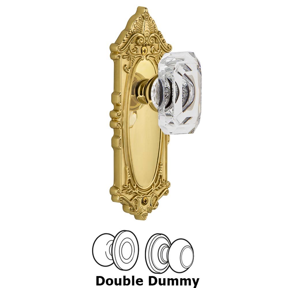 Grande Victorian - Double Dummy Knob with Baguette Clear Crystal Knob in Polished Brass