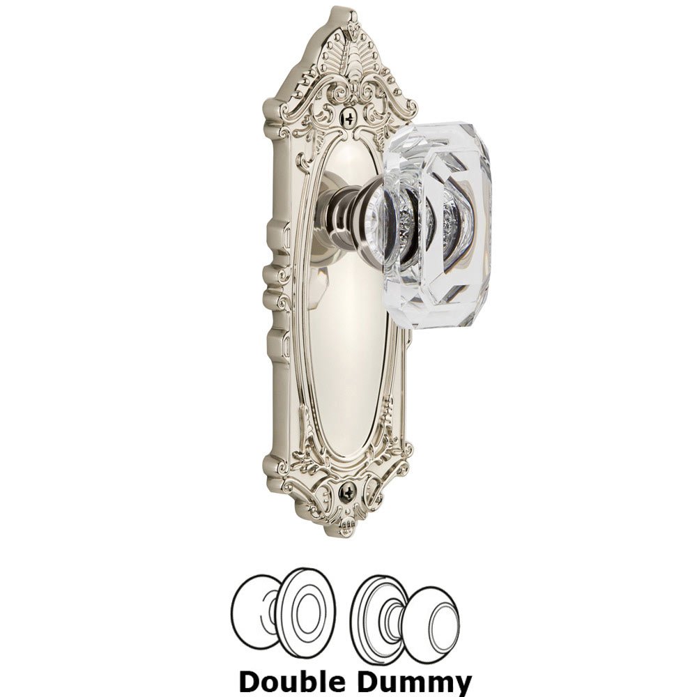 Grande Victorian - Double Dummy Knob with Baguette Clear Crystal Knob in Polished Nickel