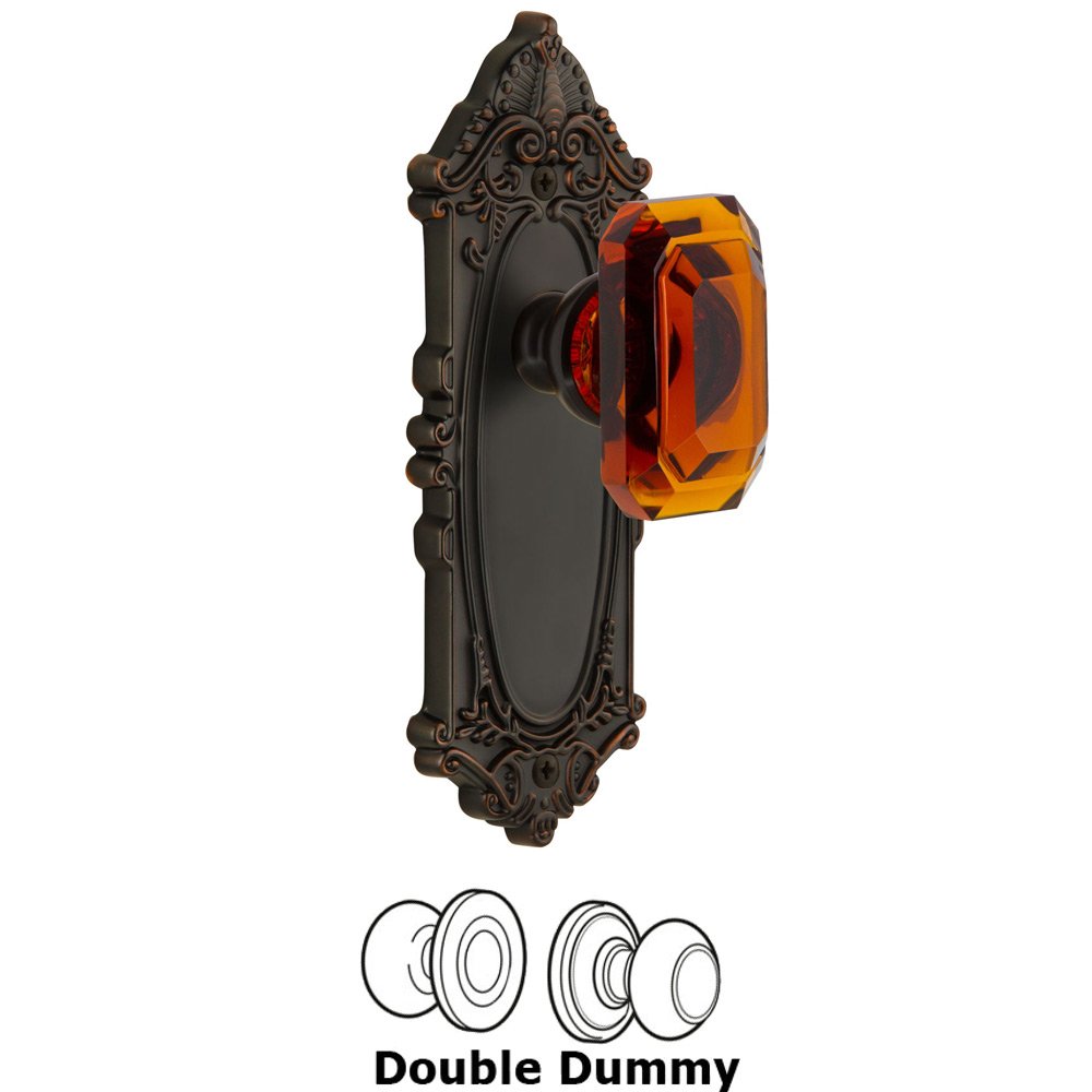 Grande Victorian - Double Dummy Knob with Baguette Amber Crystal Knob in Timeless Bronze