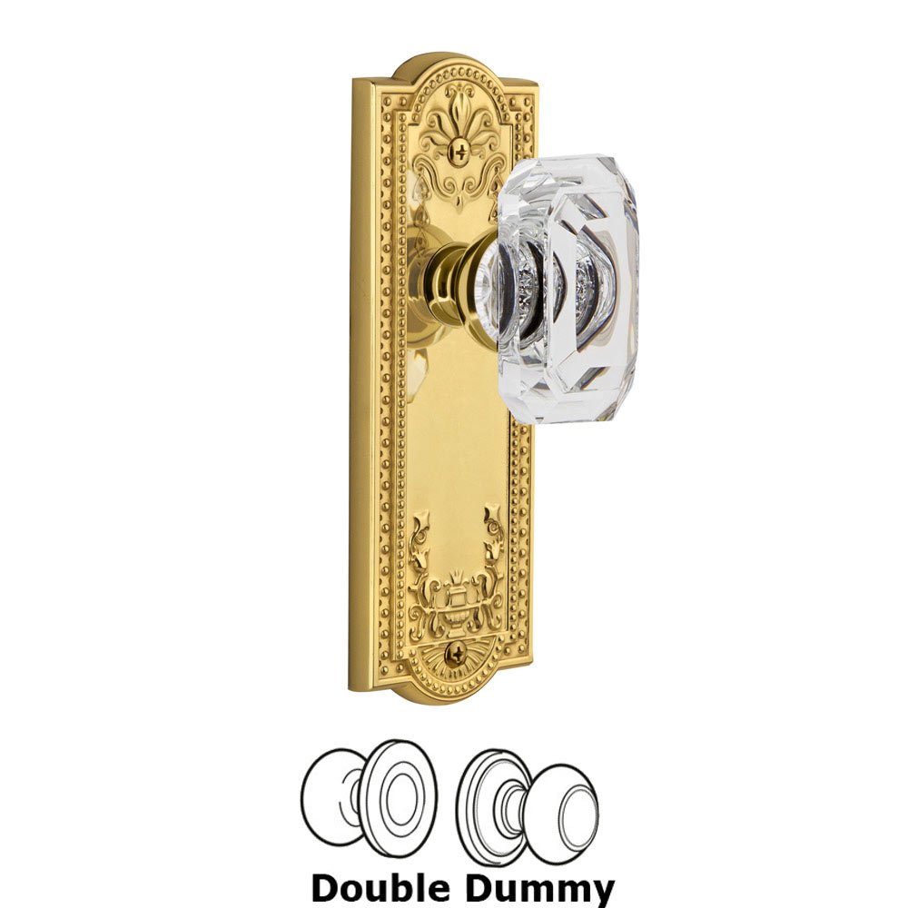 Parthenon - Double Dummy Knob with Baguette Clear Crystal Knob in Lifetime Brass