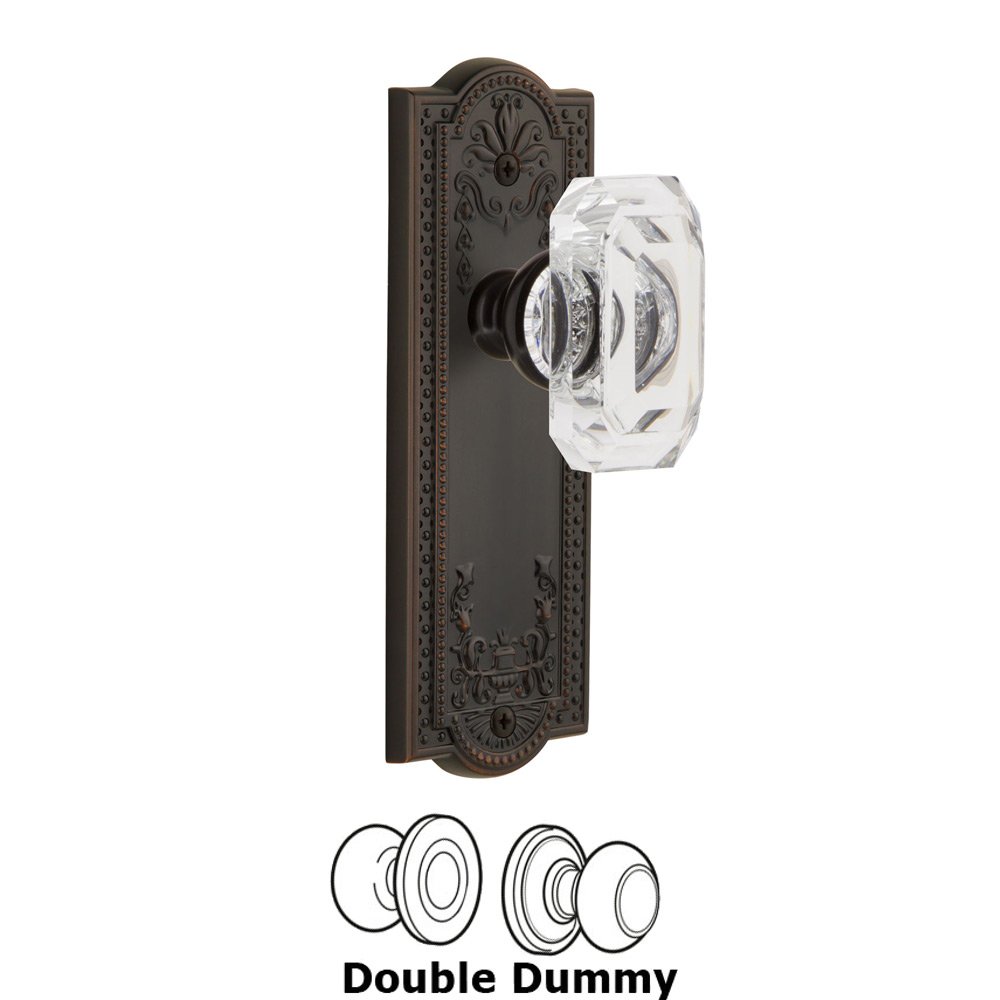 Parthenon - Double Dummy Knob with Baguette Clear Crystal Knob in Timeless Bronze