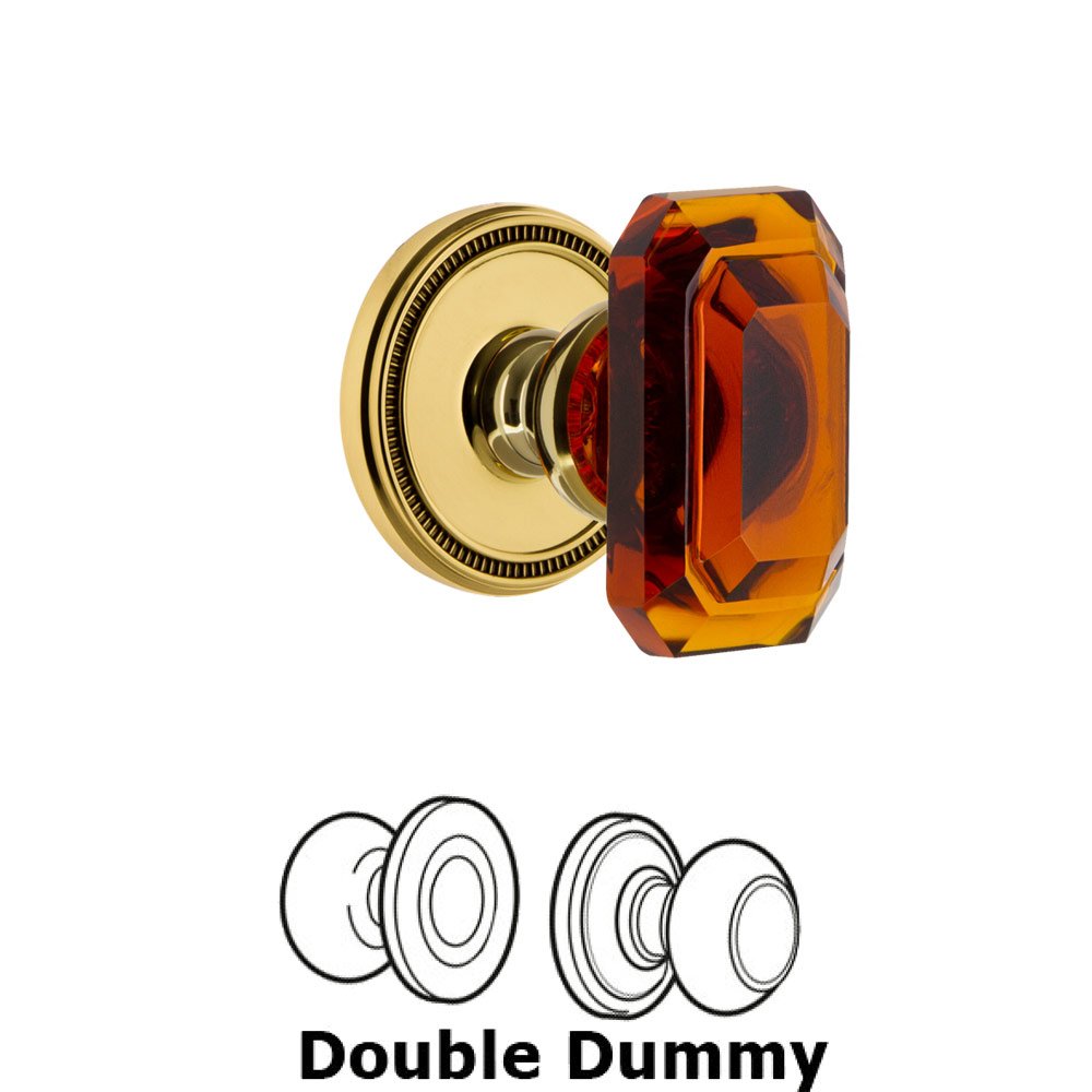 Soleil - Double Dummy Knob with Baguette Amber Crystal Knob in Lifetime Brass