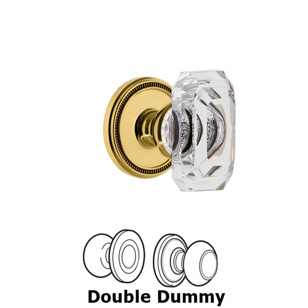 Soleil - Double Dummy Knob with Baguette Clear Crystal Knob in Lifetime Brass