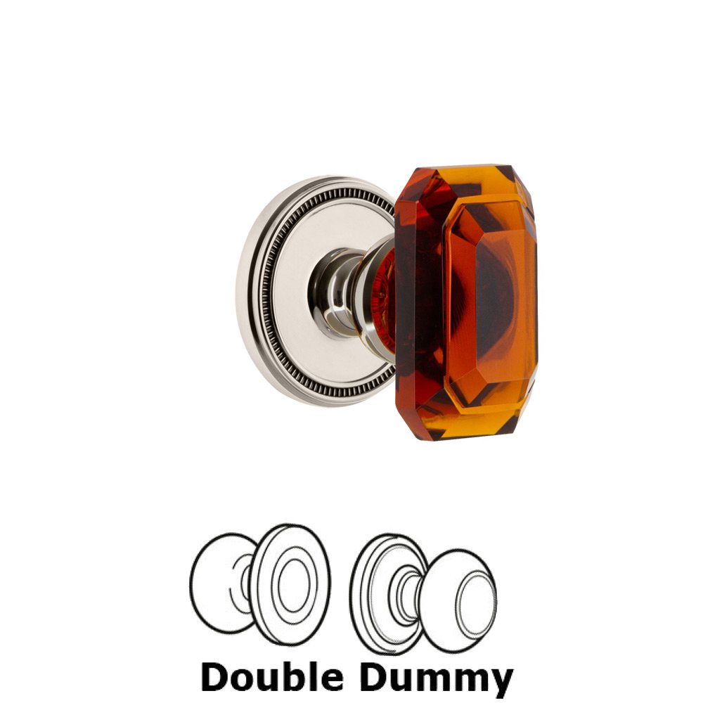 Soleil - Double Dummy Knob with Baguette Amber Crystal Knob in Polished Nickel