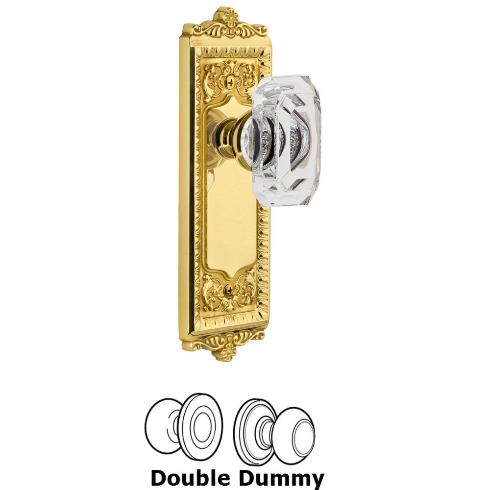 Windsor - Double Dummy Knob with Baguette Clear Crystal Knob in Lifetime Brass