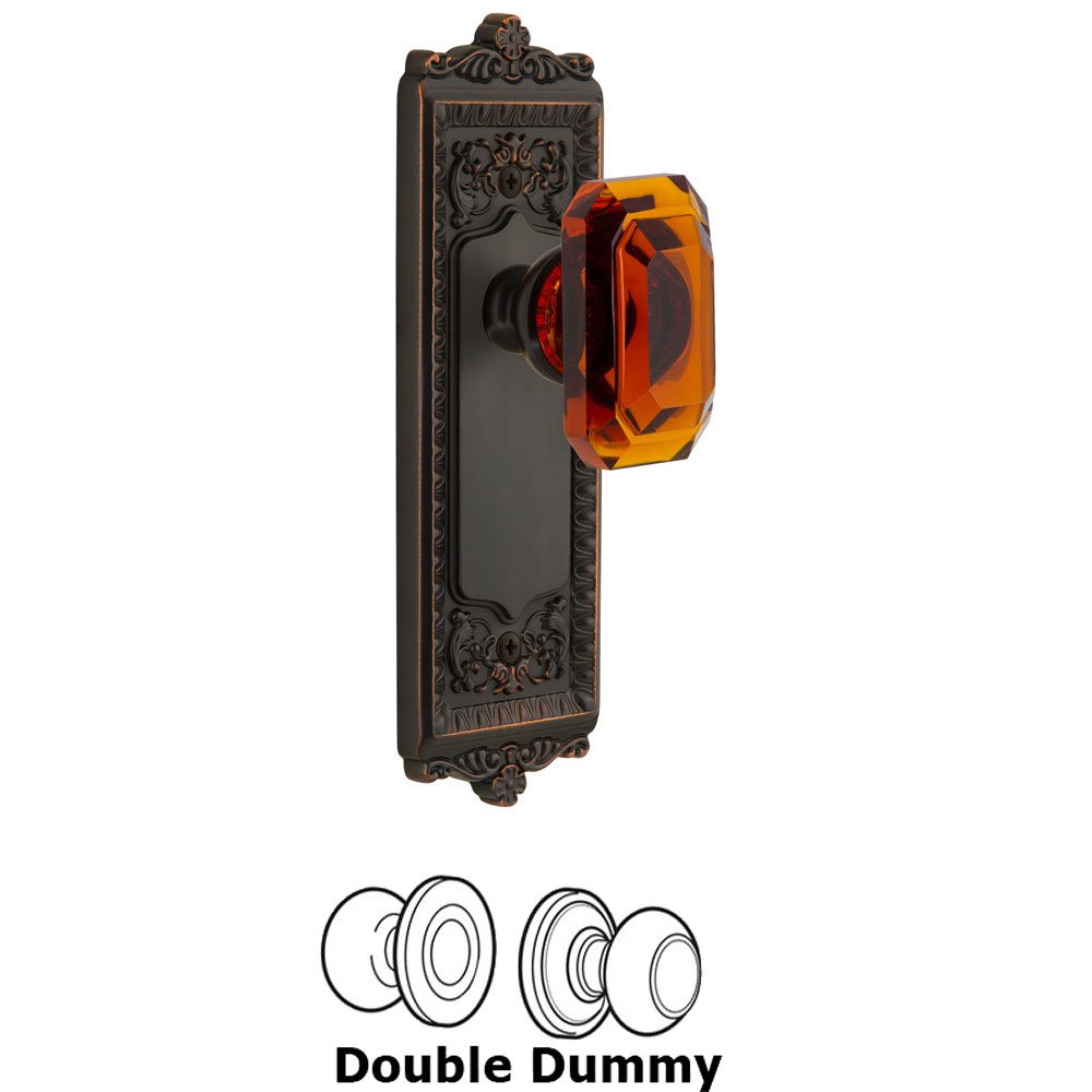 Windsor - Double Dummy Knob with Baguette Amber Crystal Knob in Timeless Bronze