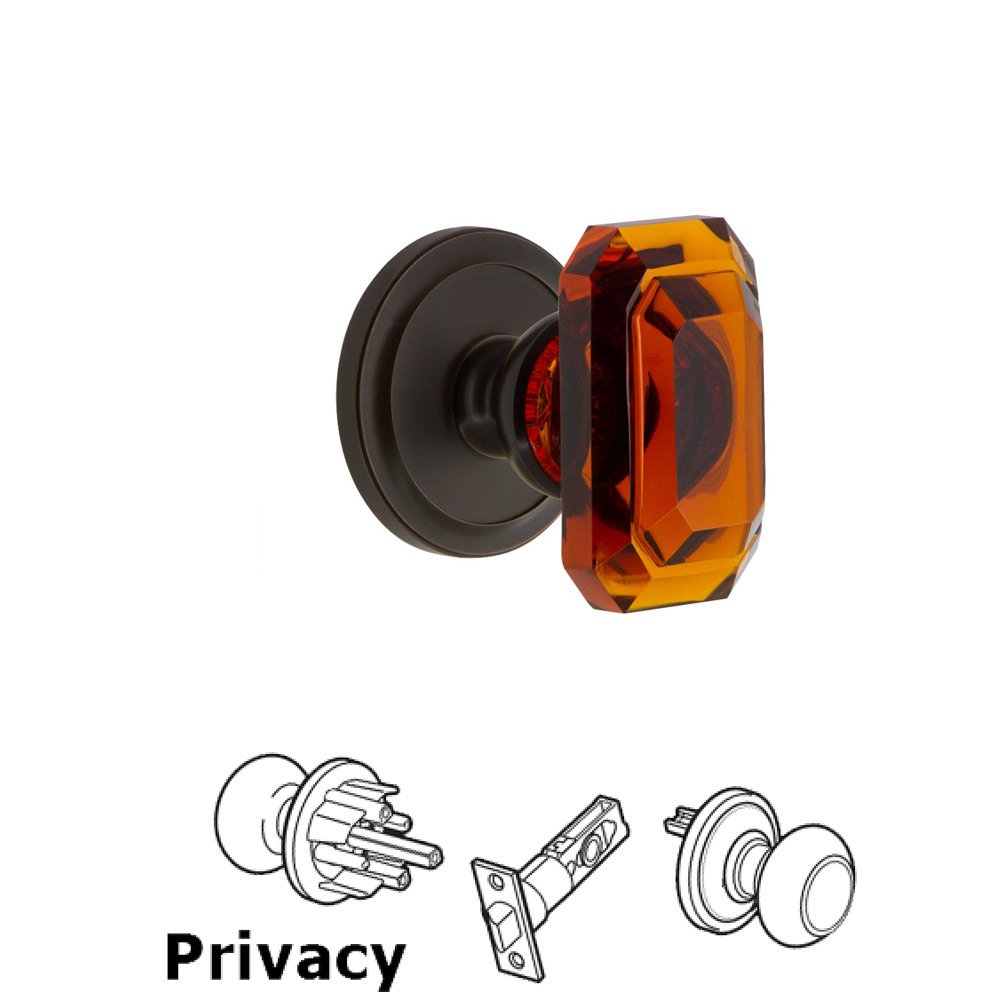 Circulaire - Privacy Knob with Baguette Amber Crystal Knob in Timeless Bronze