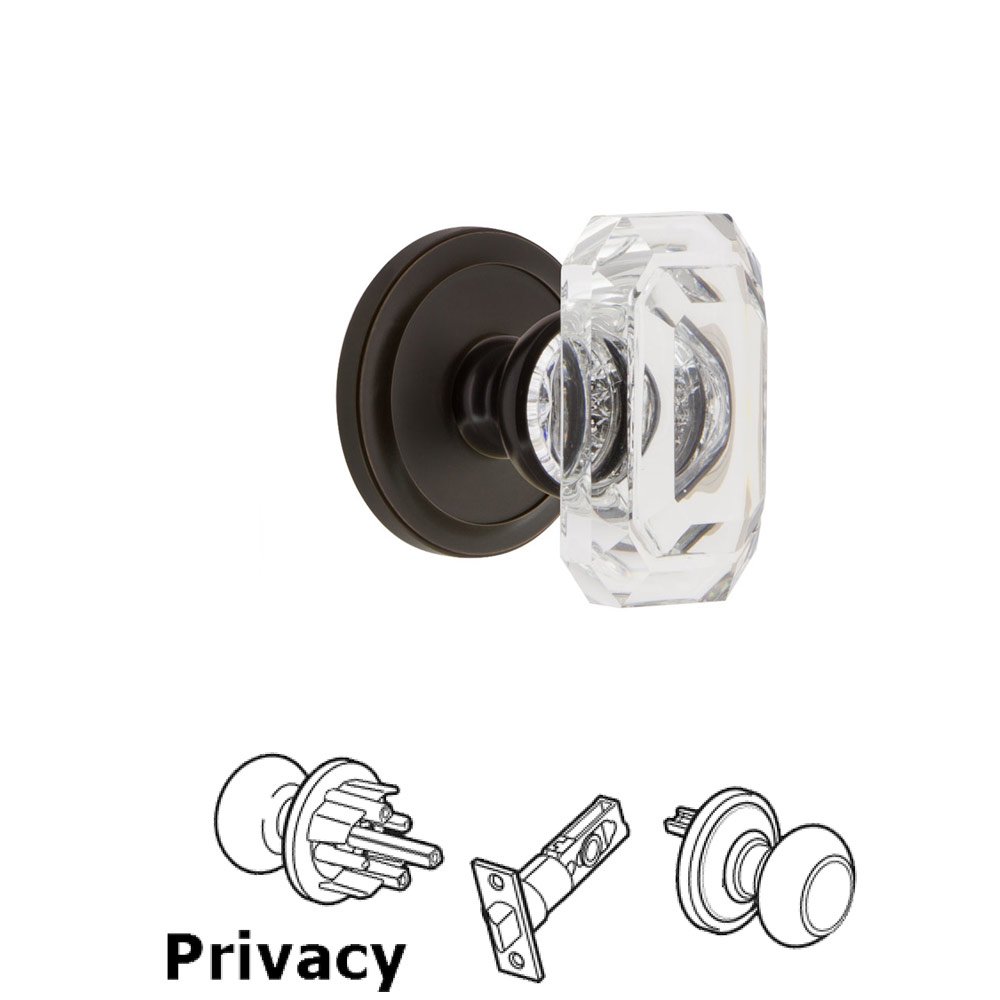 Circulaire - Privacy Knob with Baguette Clear Crystal Knob in Timeless Bronze