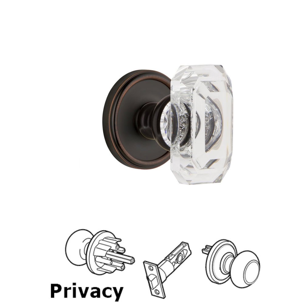 Georgetown - Privacy Knob with Baguette Clear Crystal Knob in Timeless Bronze