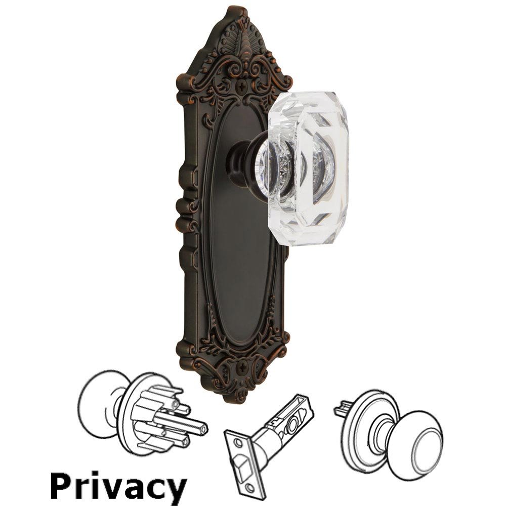 Grande Victorian - Privacy Knob with Baguette Clear Crystal Knob in Timeless Bronze