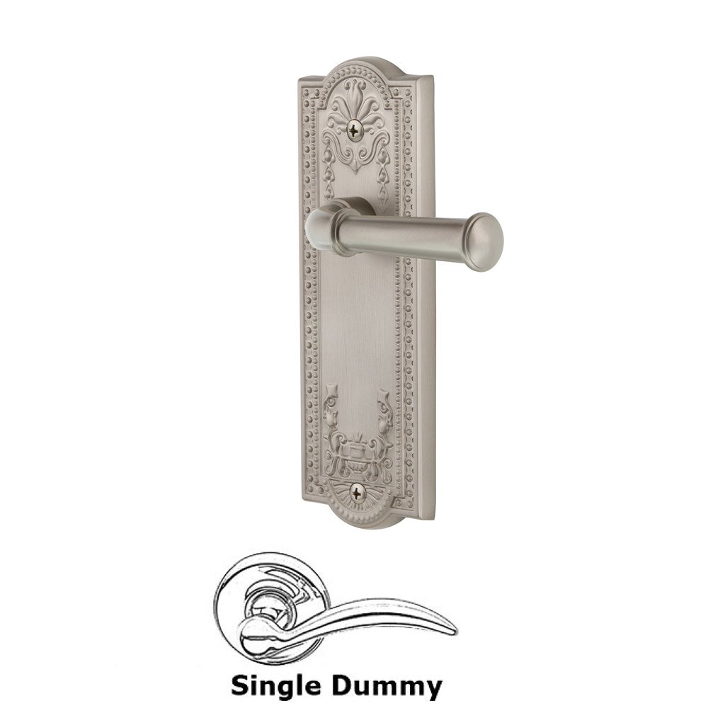 Single Dummy Parthenon Plate with Georgetown Left Handed Lever in Satin Nickel