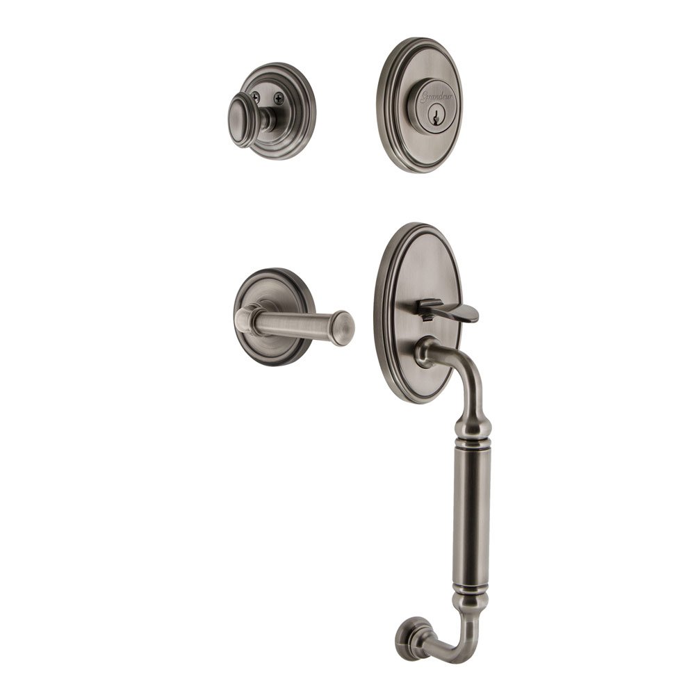 Georgetown Rosette "C" Grip Entry Set With Georgetown Lever in Antique Pewter