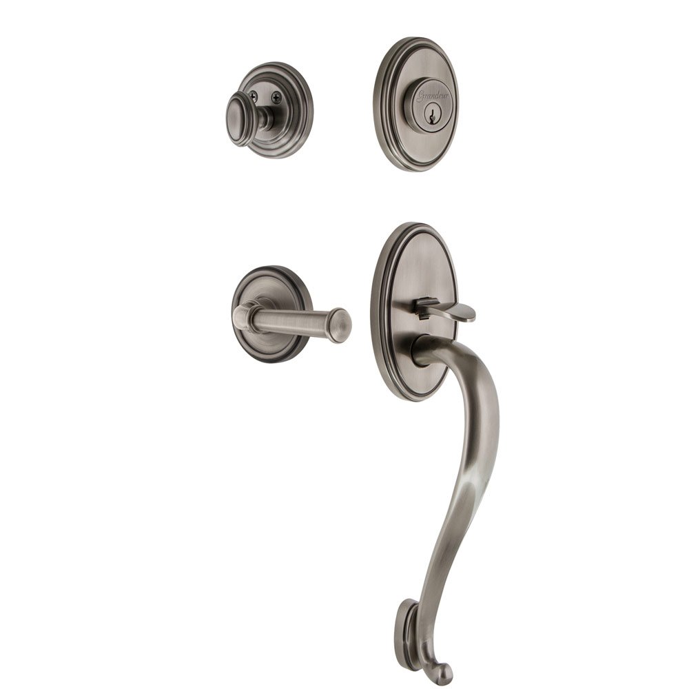 Georgetown Rosette "S" Grip Entry Set With Georgetown Lever in Antique Pewter