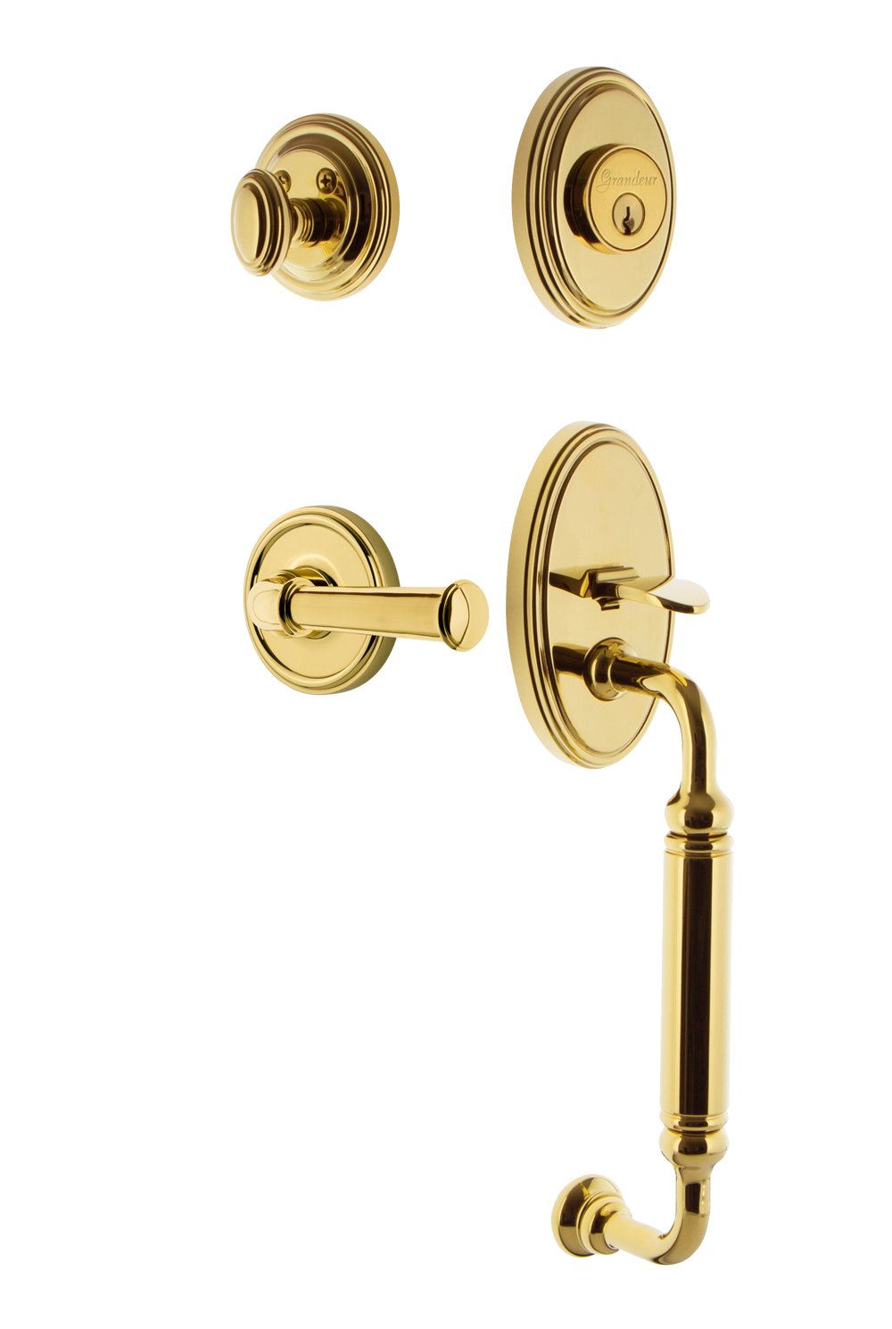 Georgetown Rosette "C" Grip Entry Set With Georgetown Lever in Lifetime Brass