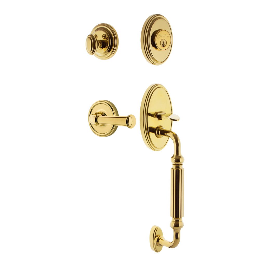 Georgetown Rosette "F" Grip Entry Set With Georgetown Lever in Lifetime Brass