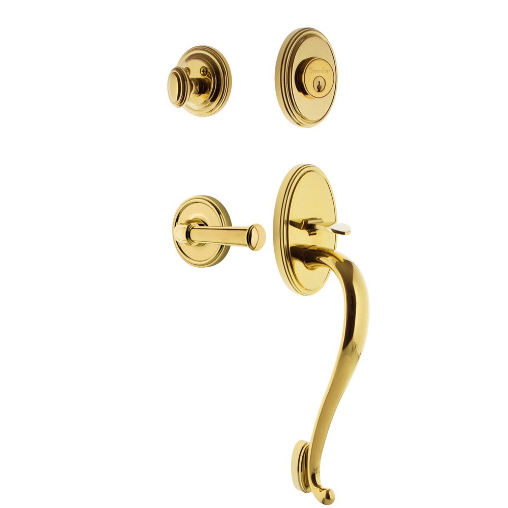 Georgetown Rosette "S" Grip Entry Set With Georgetown Lever in Lifetime Brass