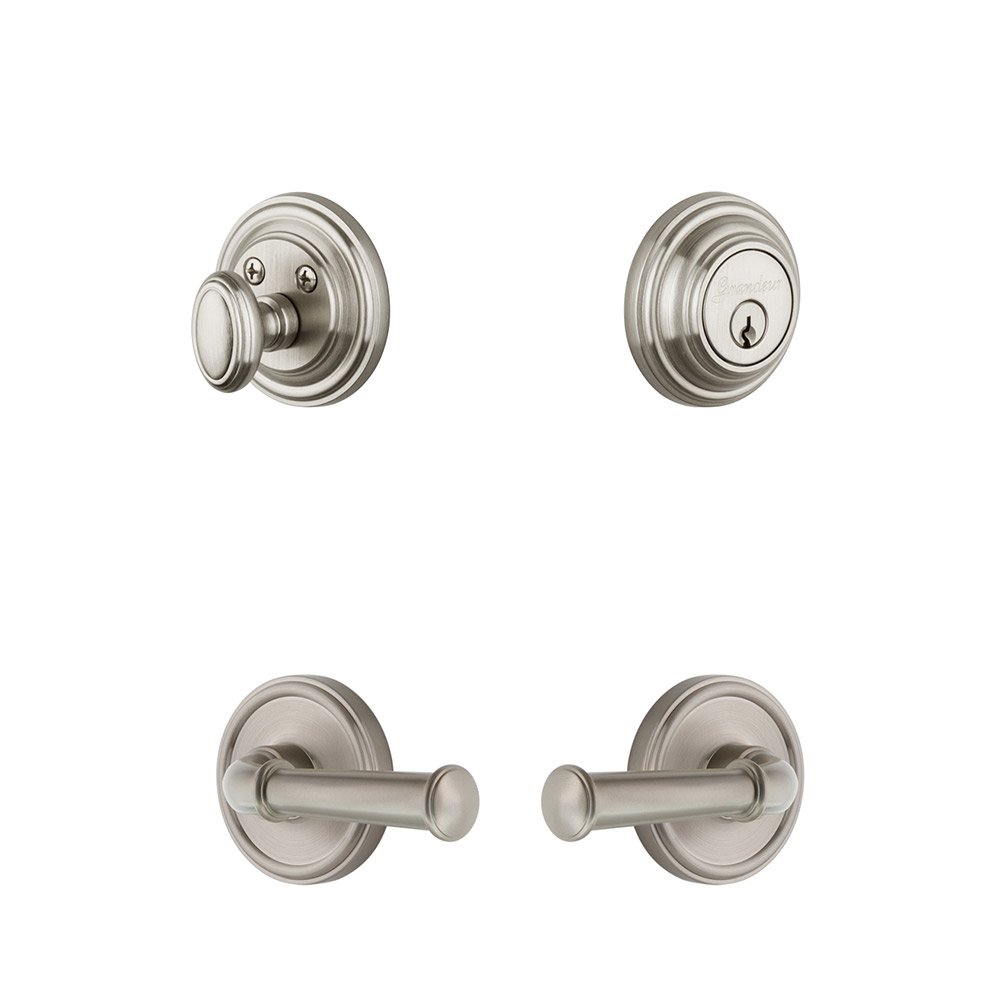 Georgetown Rosette With Georgetown Right Handed Lever & Deadbolt Set In Satin Nickel