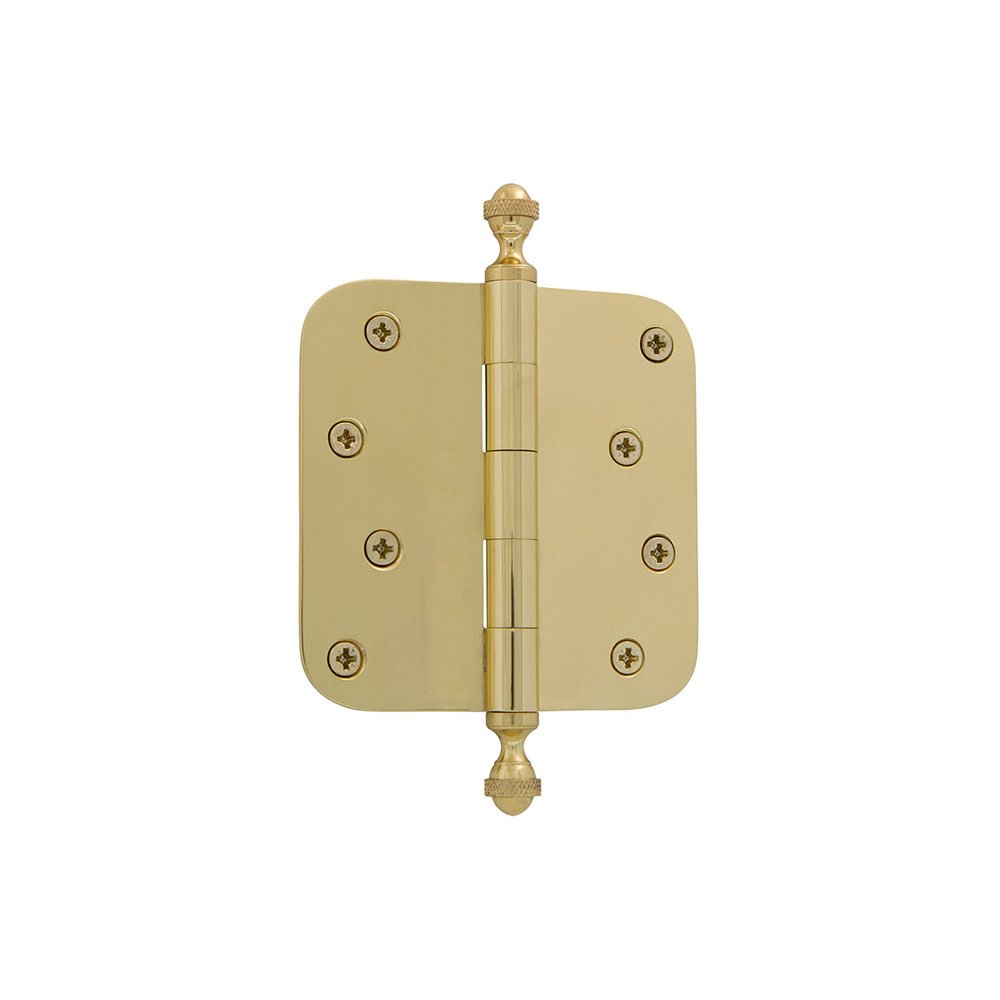 4" Acorn Tip Residential Hinge with 5/8" Radius Corners in Polished Brass