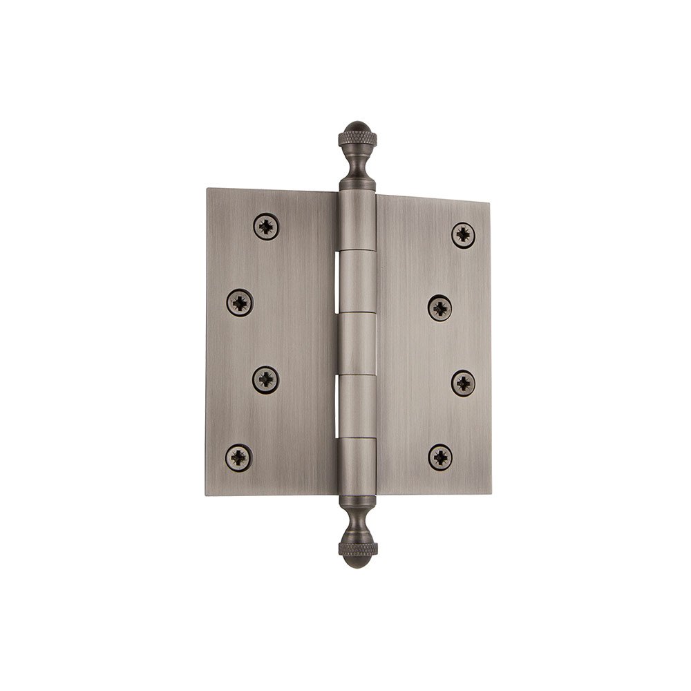 4" Acorn Tip Residential Hinge with Square Corners in Antique Pewter