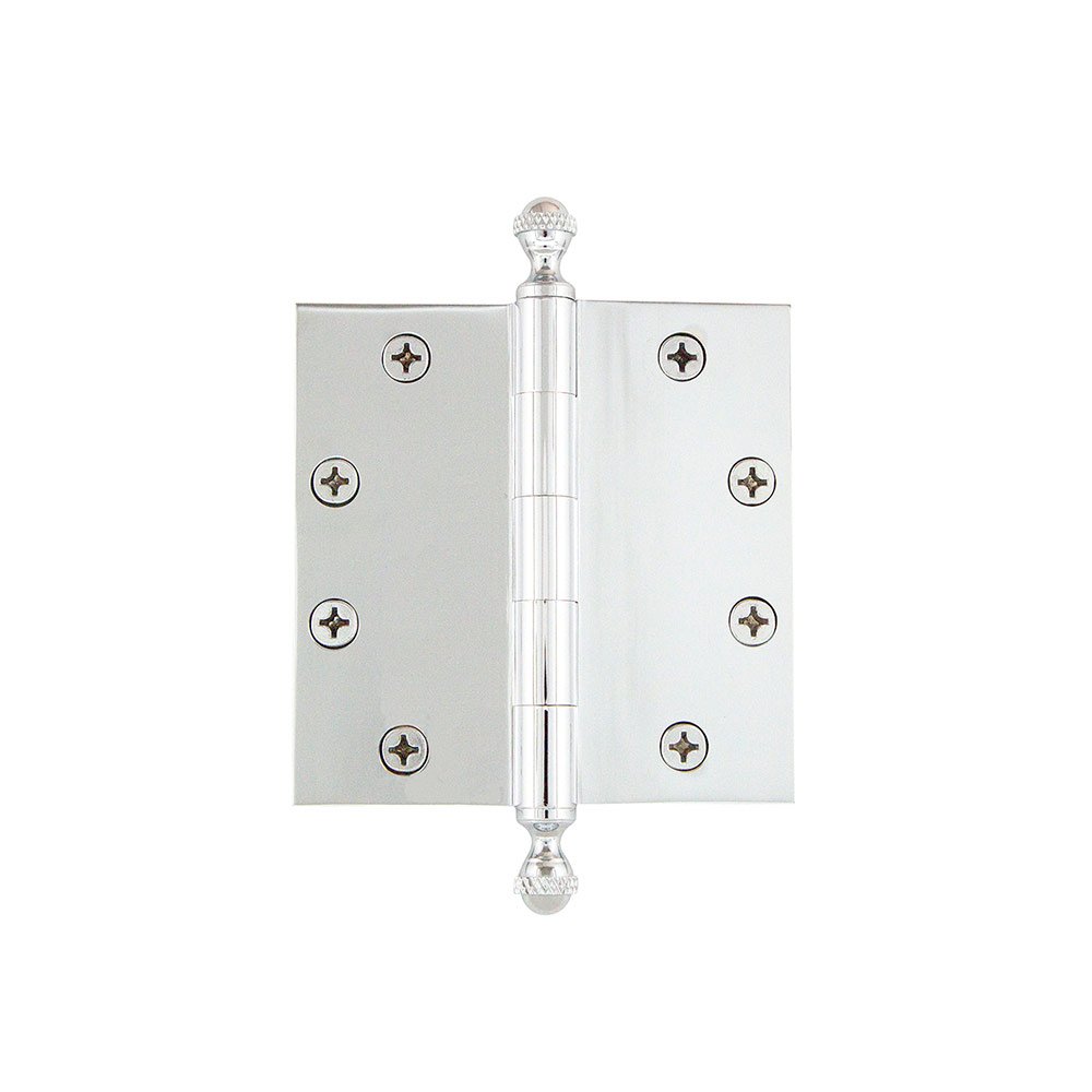 4 1/2" Acorn Tip Heavy Duty Hinge with Square Corners in Bright Chrome