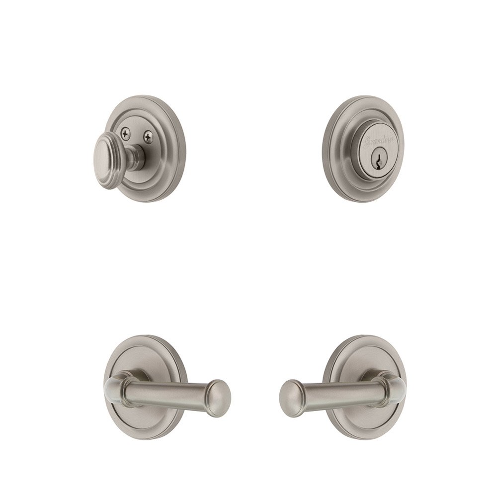 Handleset - Circulaire Rosette With Georgetown Lever & Matching Deadbolt In Satin Nickel