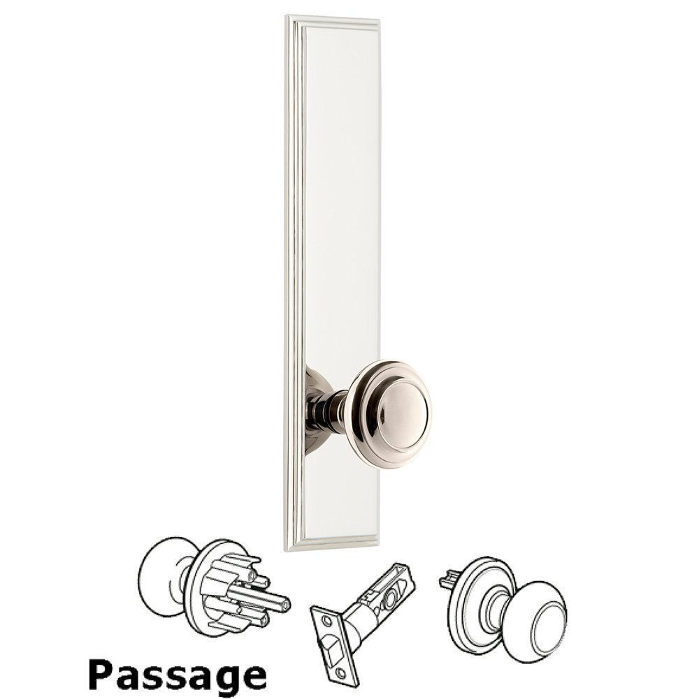 Passage Carre Tall Plate with Circulaire Knob in Polished Nickel