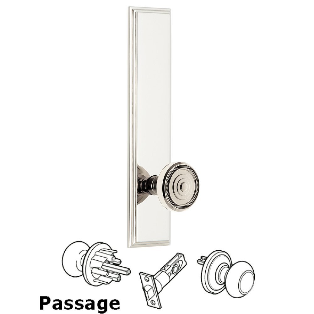 Passage Carre Tall Plate with Soleil Knob in Polished Nickel