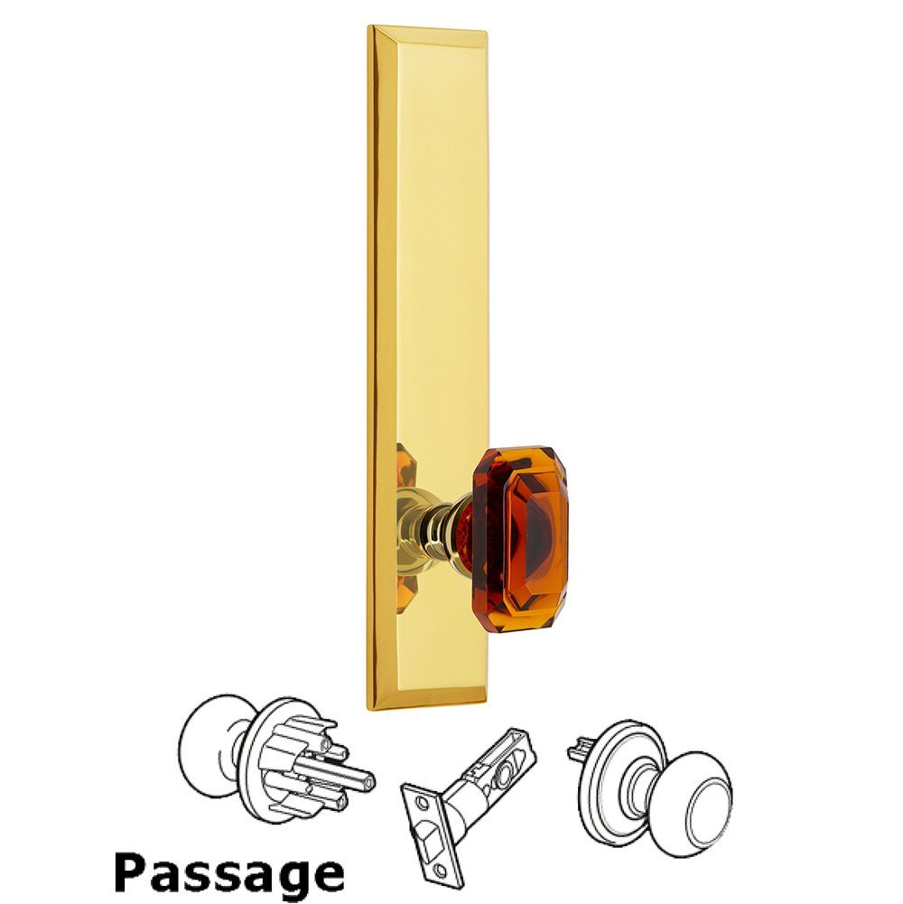 Passage Fifth Avenue Tall with Baguette Amber Knob in Lifetime Brass