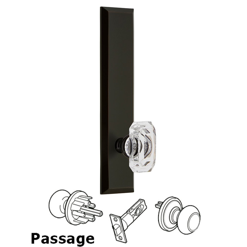 Passage Fifth Avenue Tall with Baguette Clear Crystal Knob in Timeless Bronze
